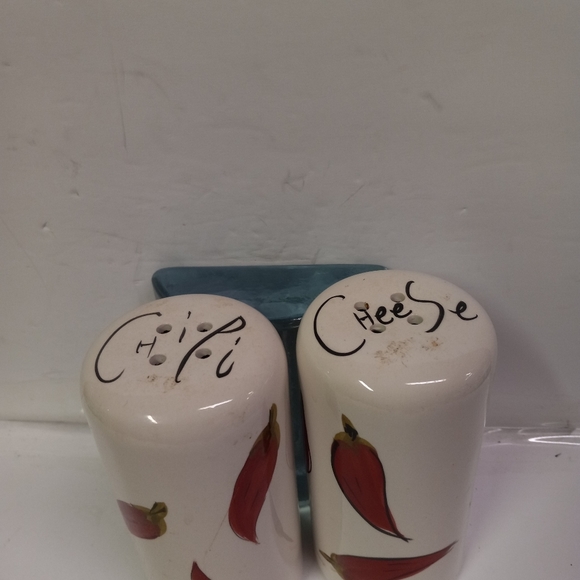 VINTAGE 201 Prep Salt/Pepper Shakers Chille/Cheese Porcelain Ceramic Unlimited - Picture 3 of 6